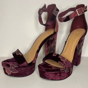 NEW! Multicolor Velvet Heels With Ankle Strap